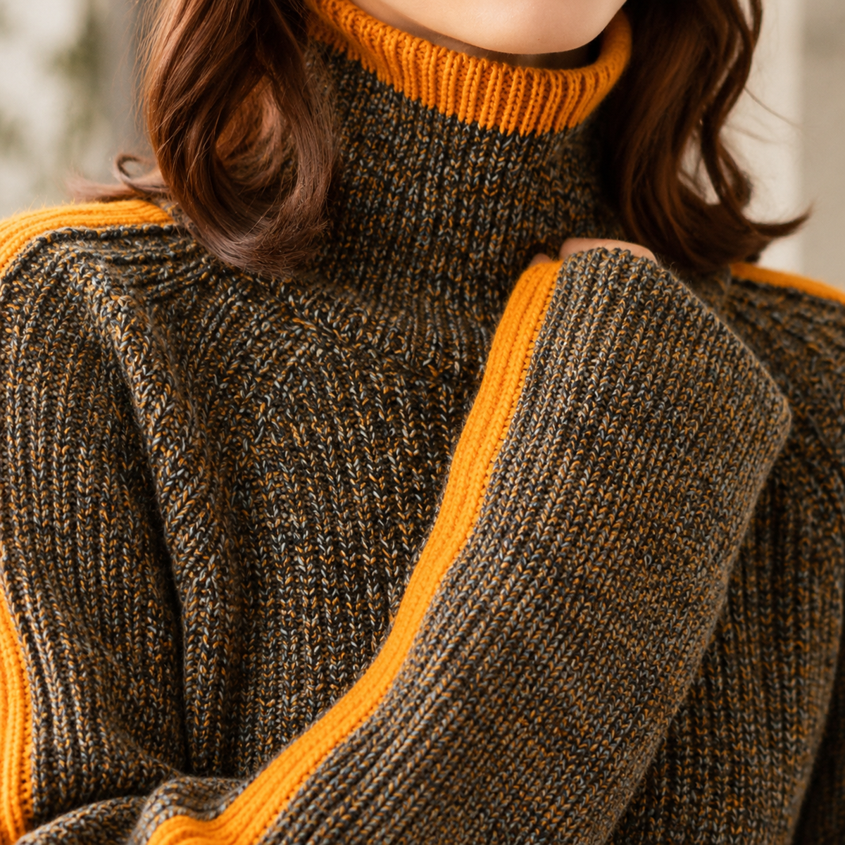 Audrey Contrast Knit Sweater - Lead Product Detail