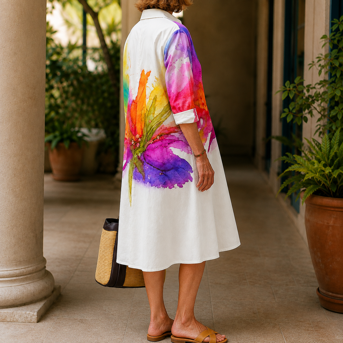 Jacinta Artistic Midi Dress - Lead Alternate View
