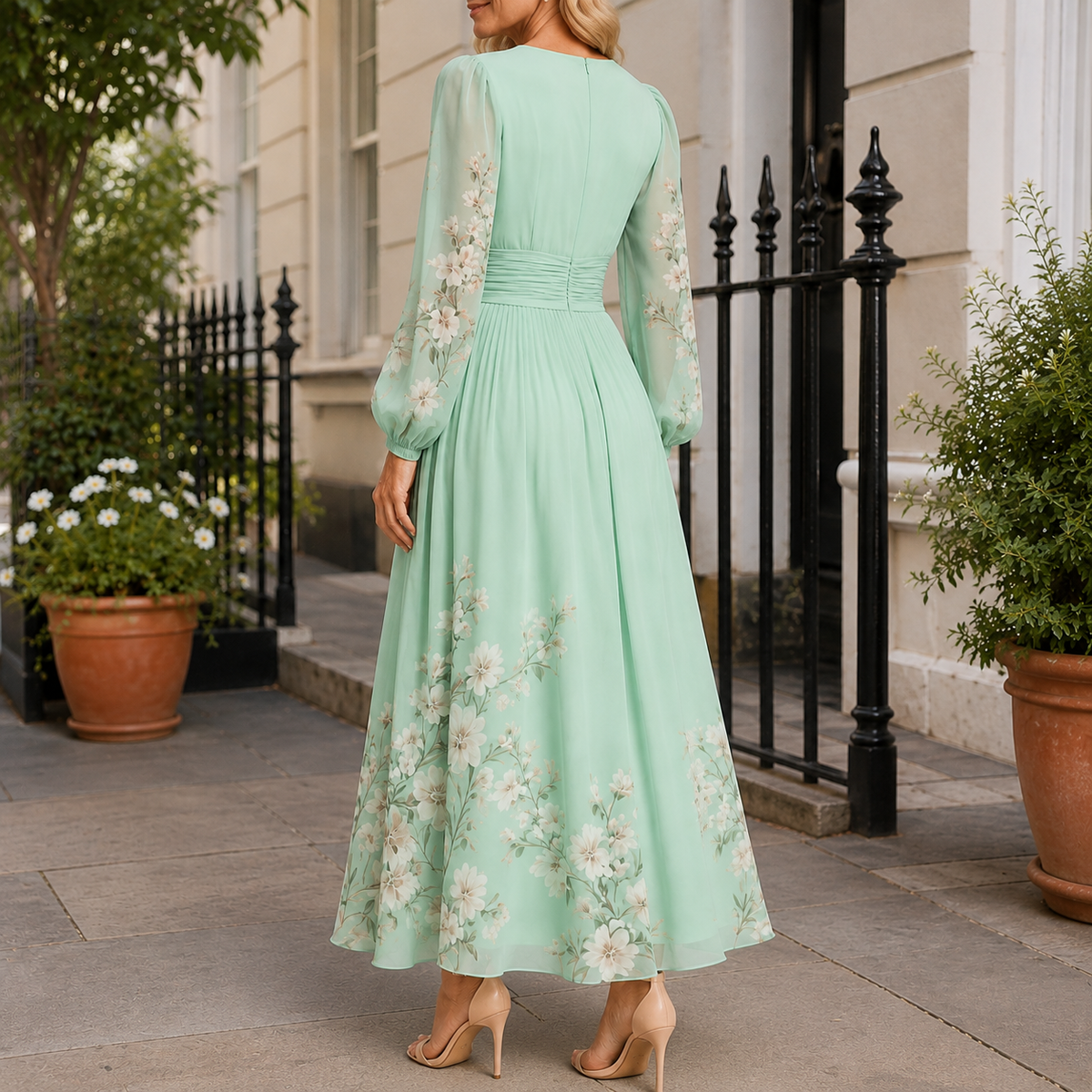 Ophelia Pleated Maxi Dress - Lead Alternate View
