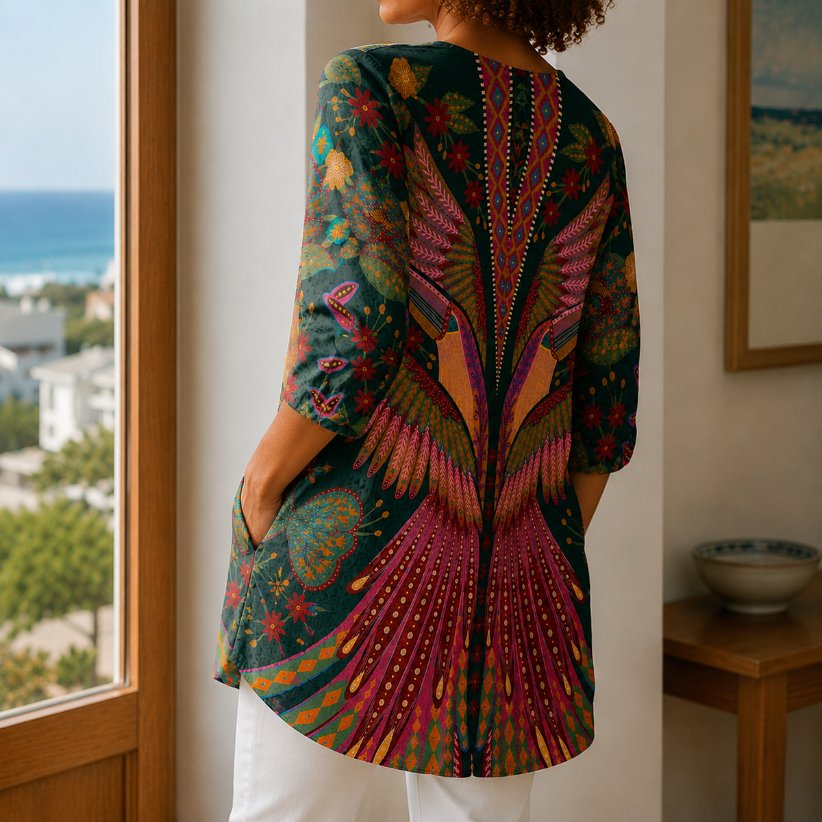 Calla Printed Tunic - Lead Alternate View