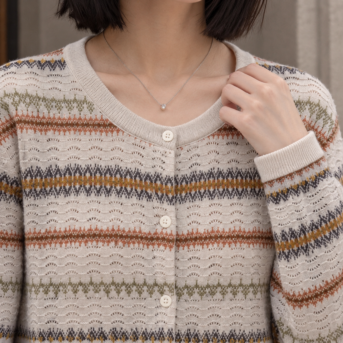 Lisandra-Pearl Jacquard Cardigan - Lead Product Detail