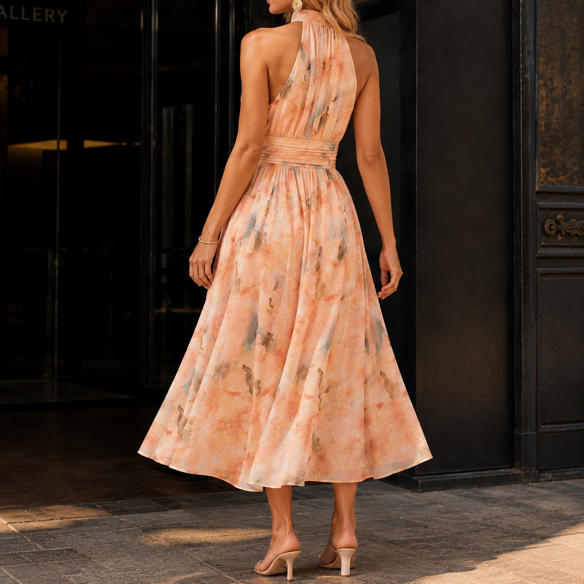 Paloma Floral Halter Dress - Lead Alternate View