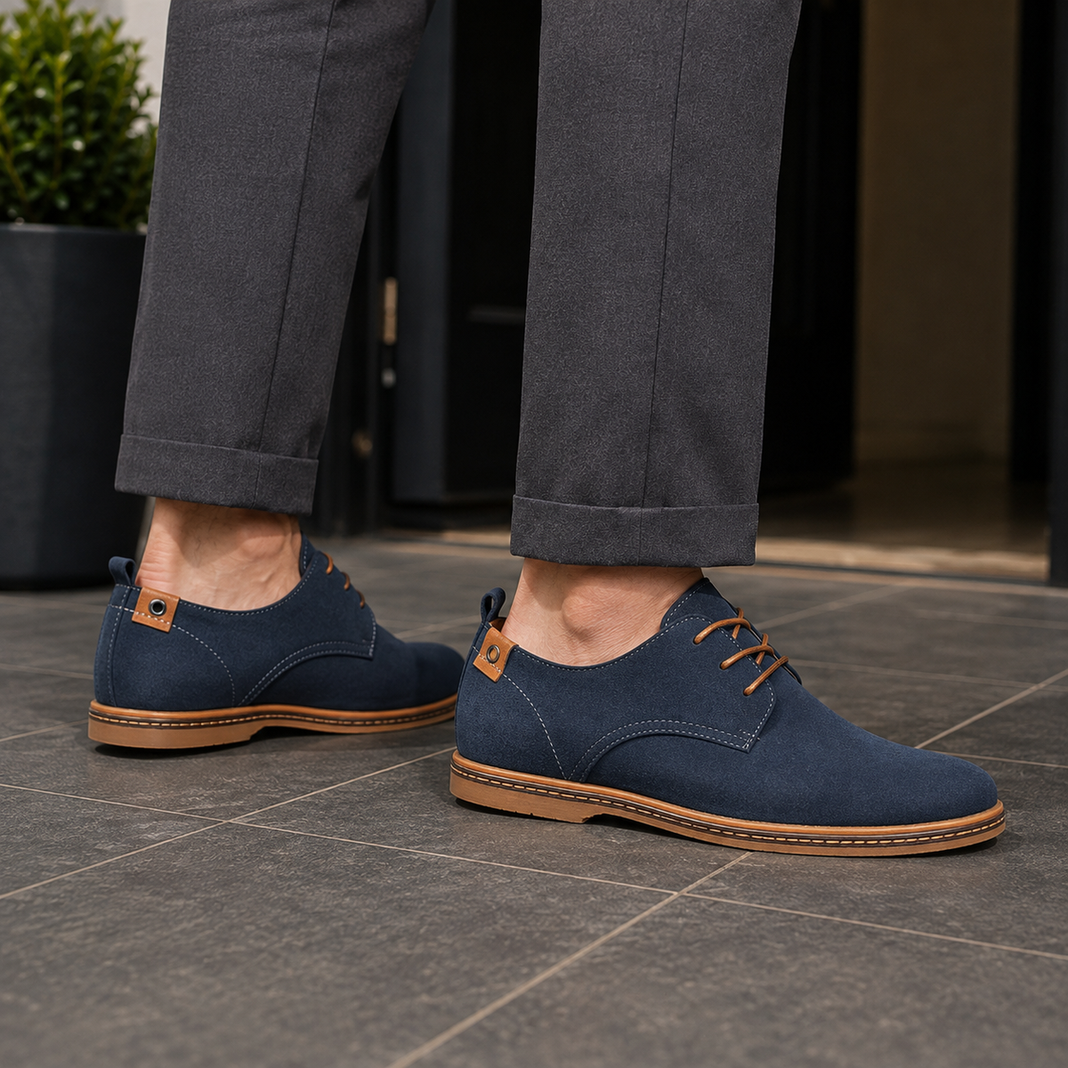 Vittorio Suede Derby Shoes - Lead Alternate View