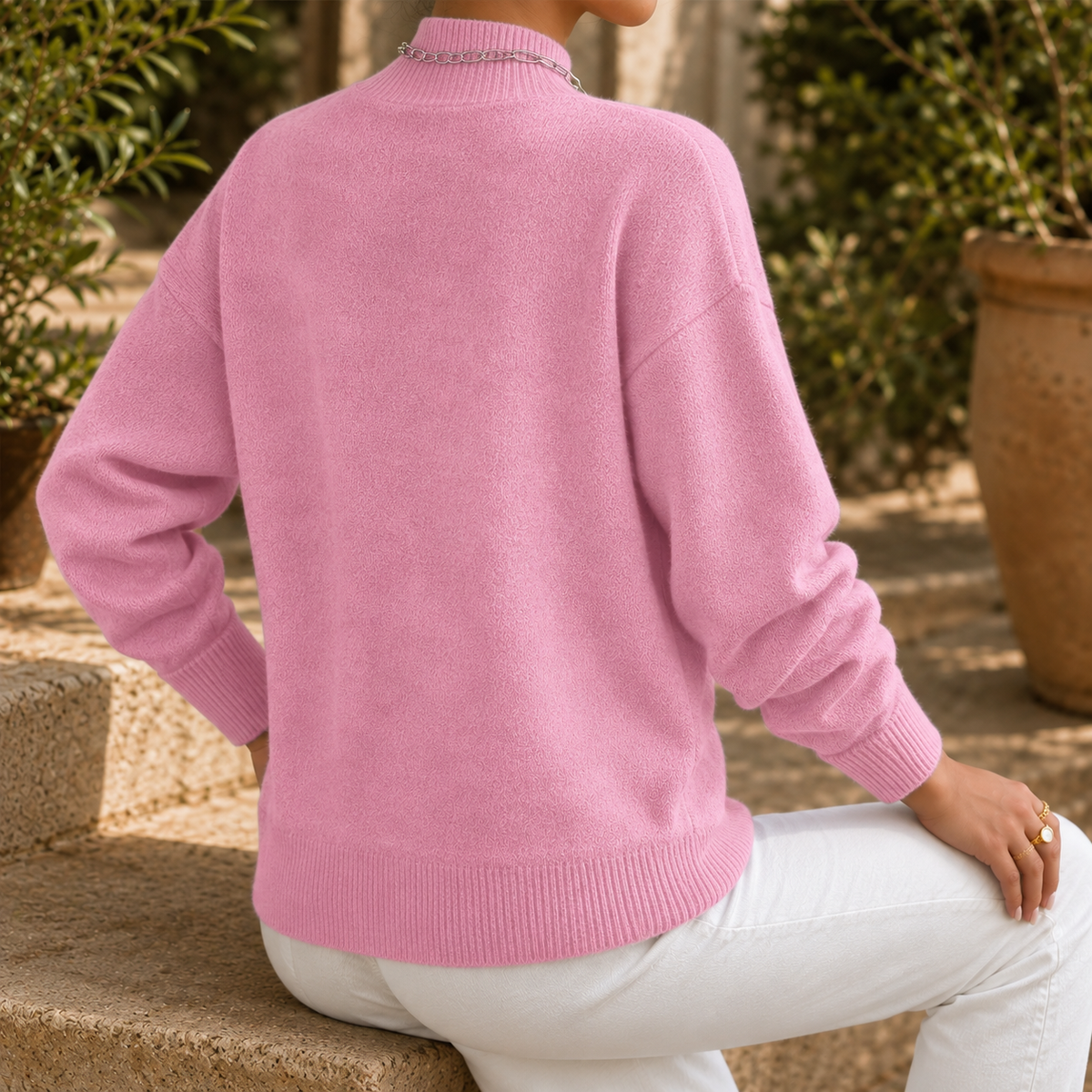 Elena Mock Neck Sweater - Lead Alternate View