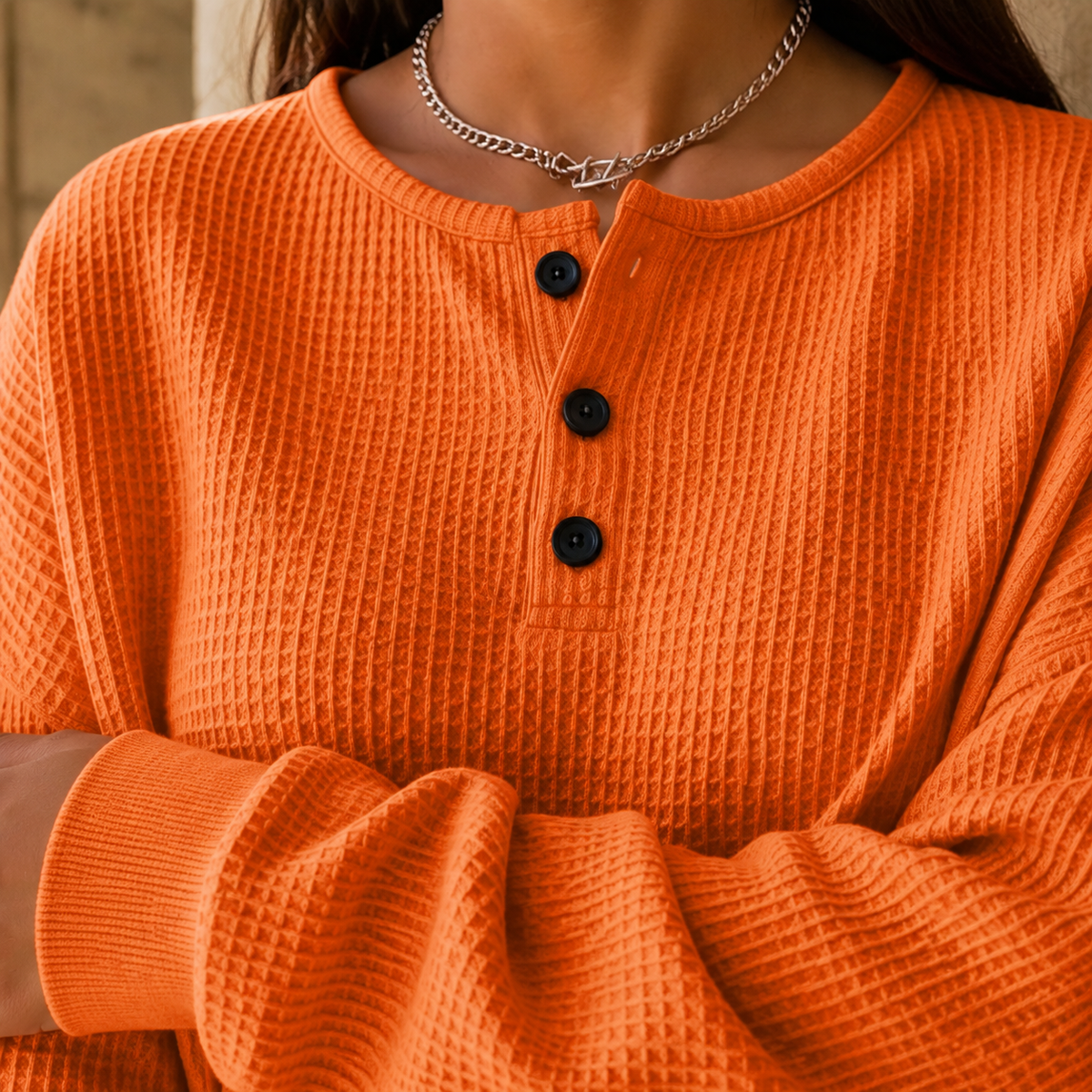 Ramona Waffle Sweater - Lead Product Detail