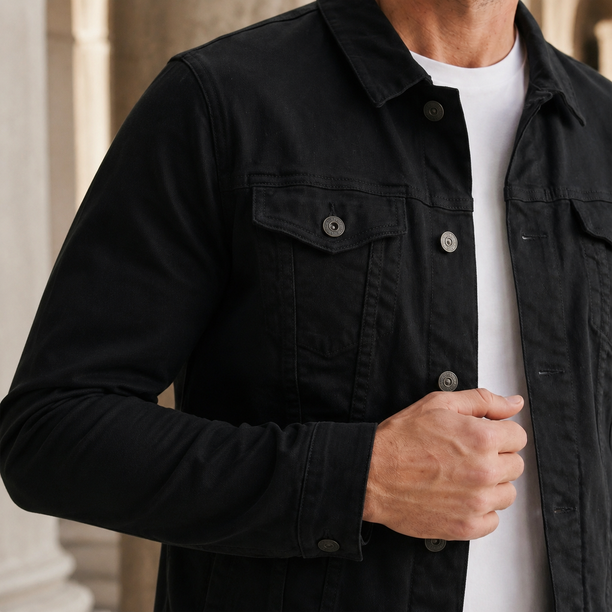 Leander Denim Trucker Jacket - Lead Product Detail