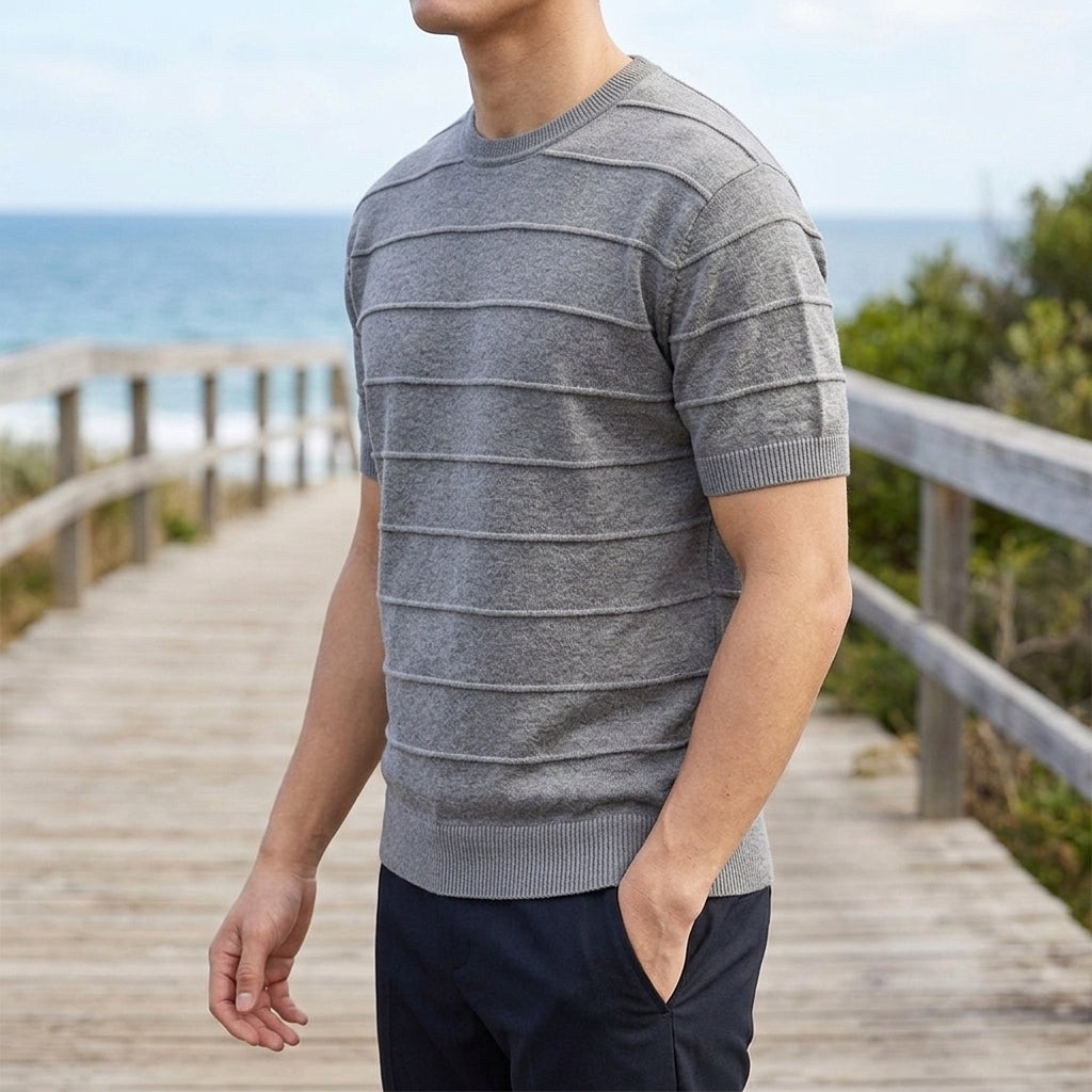 Mason Striped Knit Top - Lead Alternate View