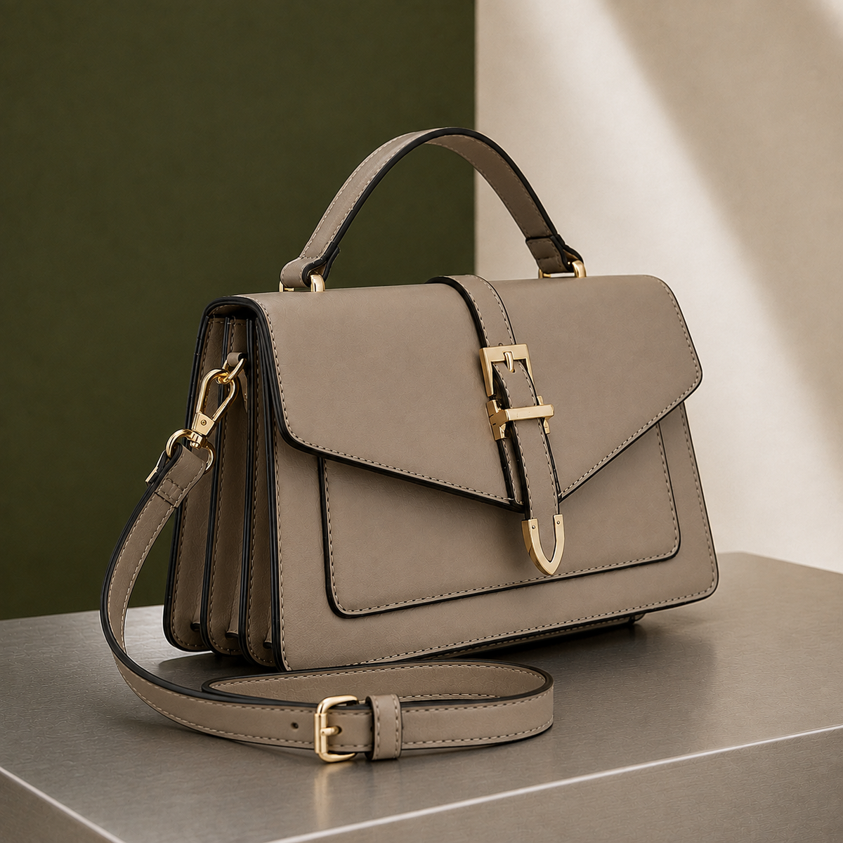 Castellano Buckle Satchel - Lead Alternate View