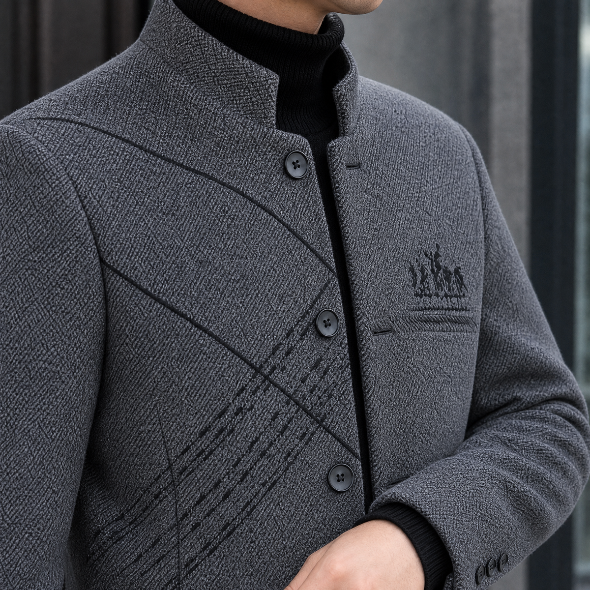 Marcus Stand Collar Jacket - Lead Product Detail