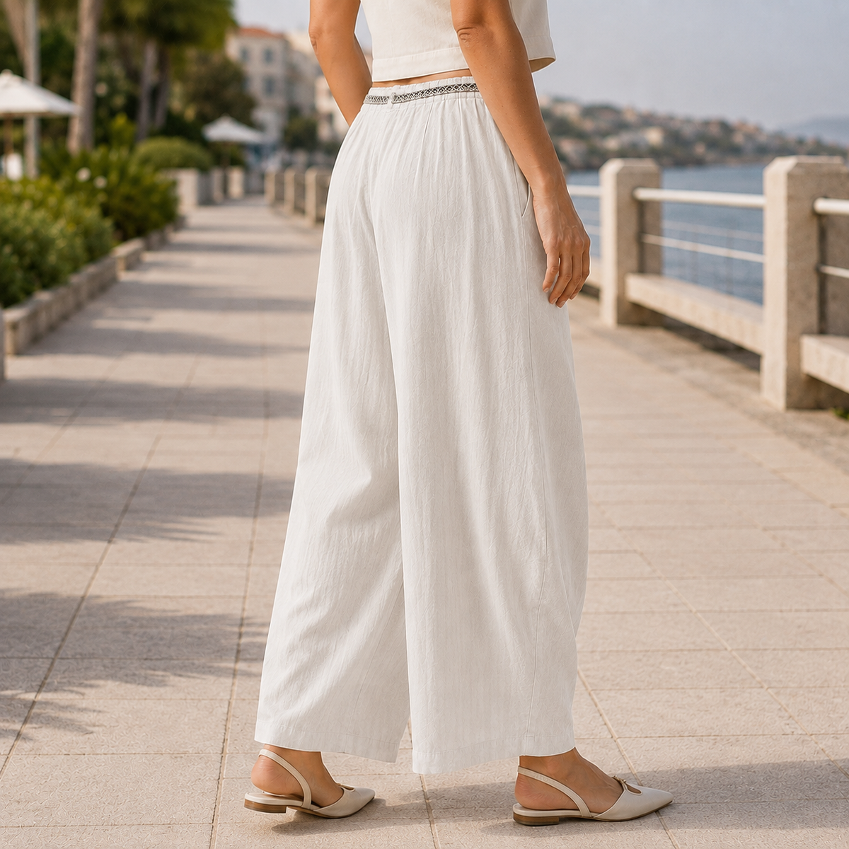 Stella Linen Pants - Lead Alternate View