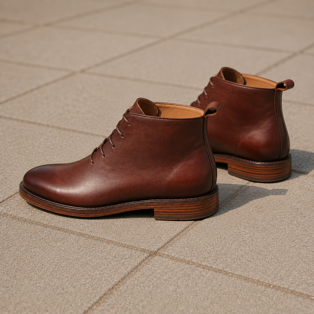 Gherardi Leather Ankle Boots - Lead Alternate View