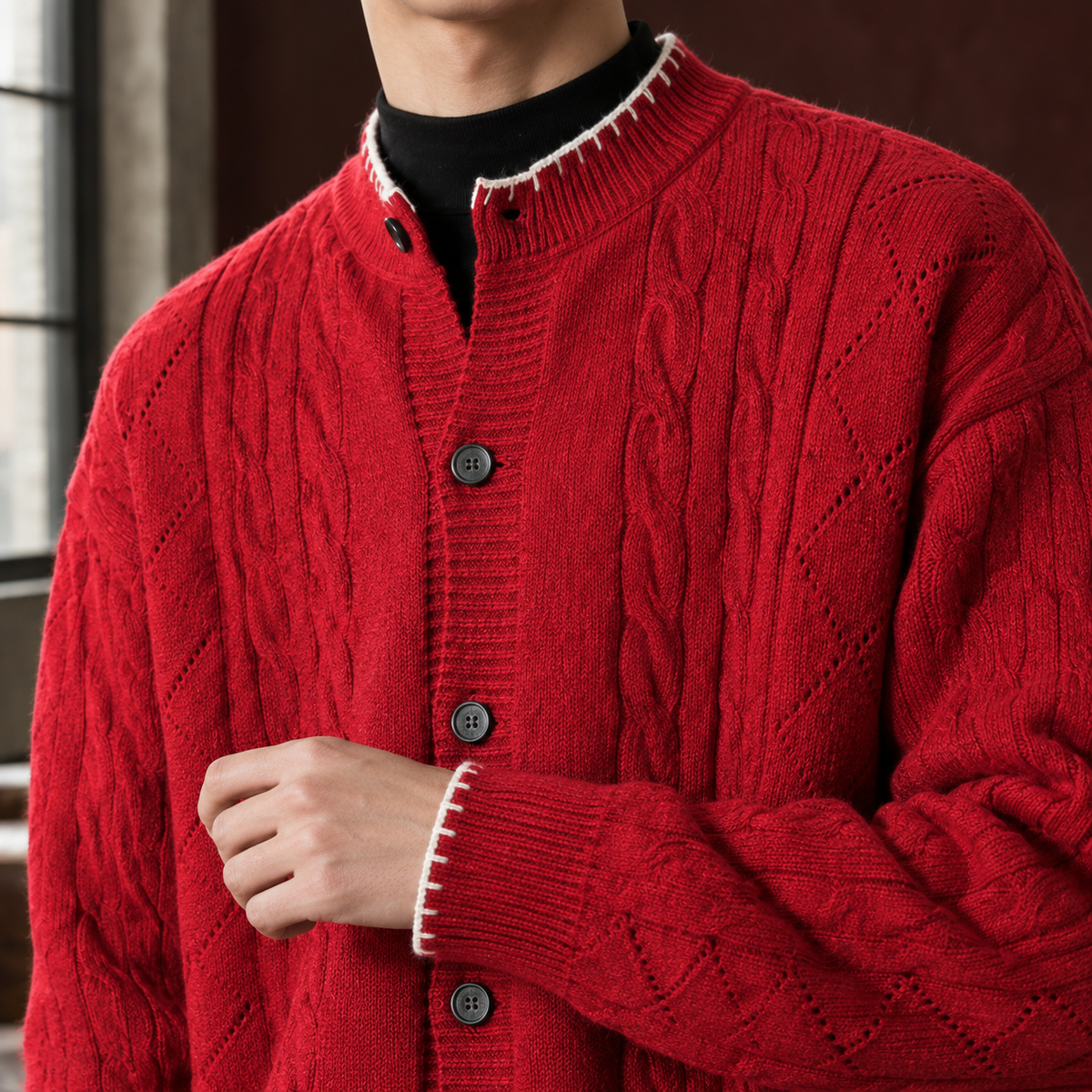 Frederick Cable Cardigan - Lead Product Detail