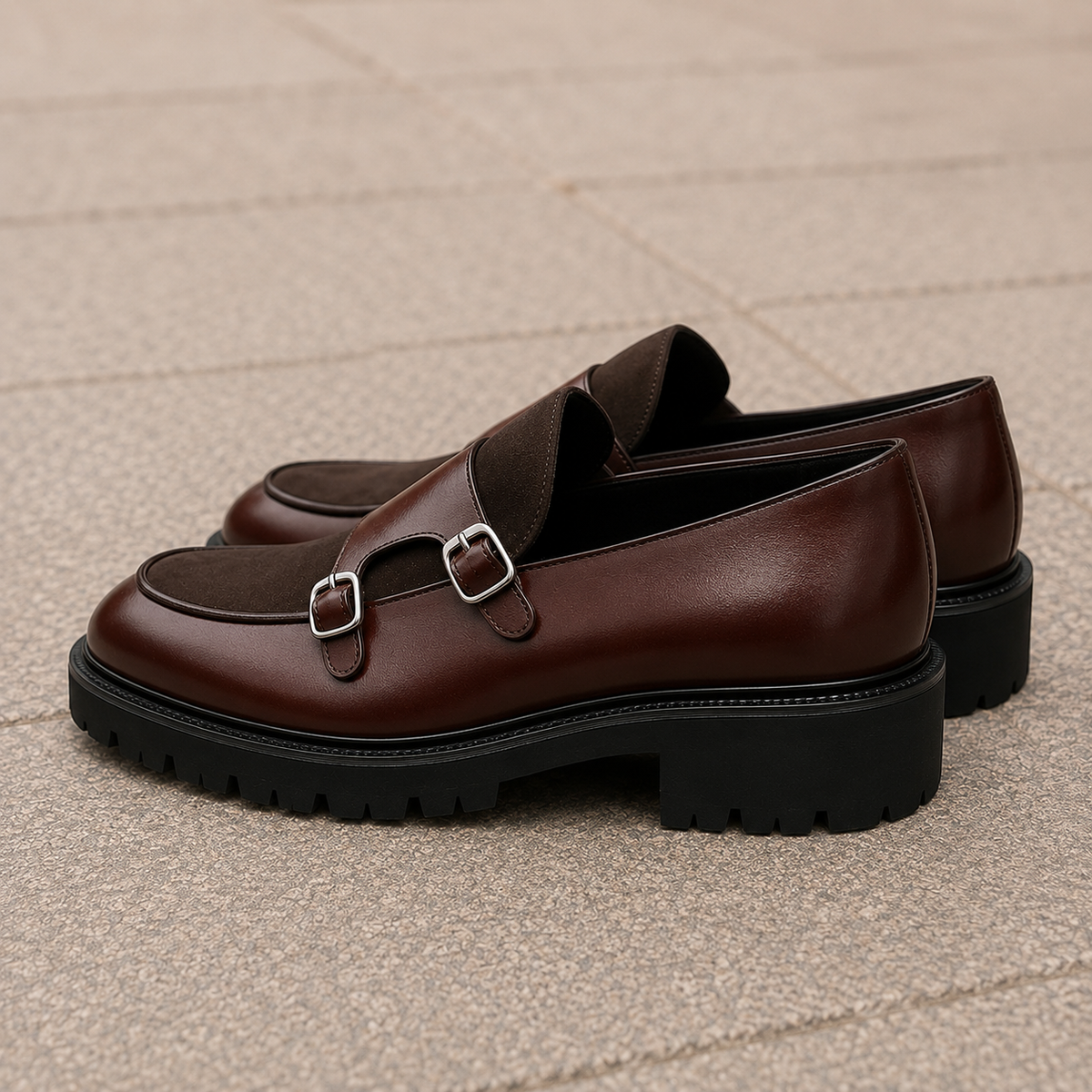 Serrano Monk Strap Shoes - Lead Alternate View