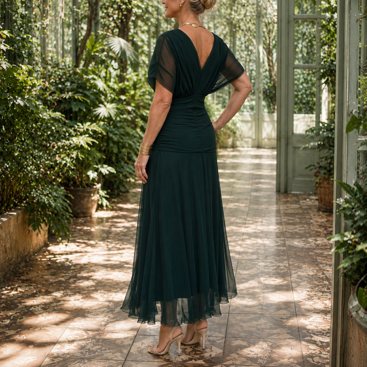 Theodora Ruched Maxi Dress - Lead Alternate View