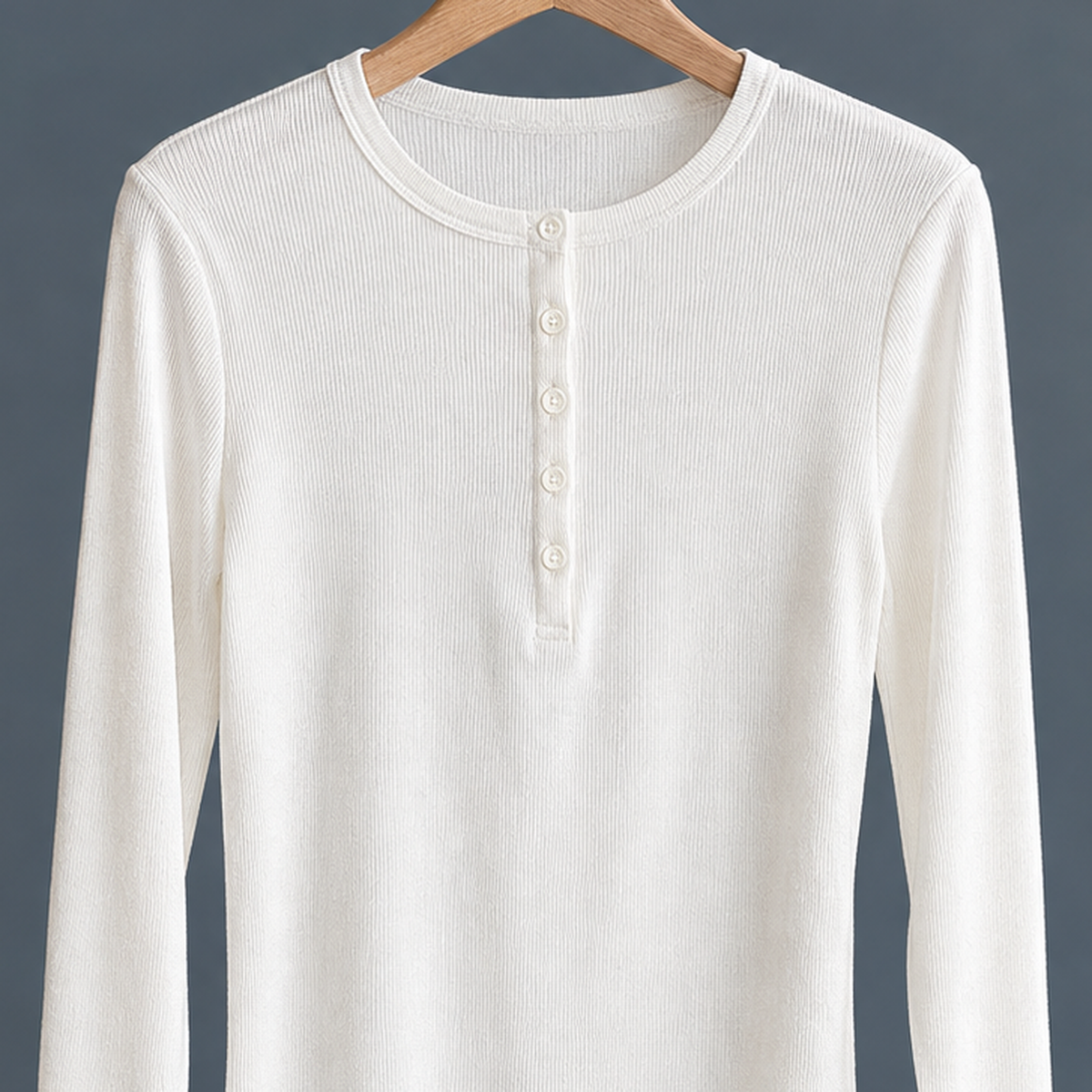 Cadence-Marie Ribbed Henley Top - Lead Product Detail