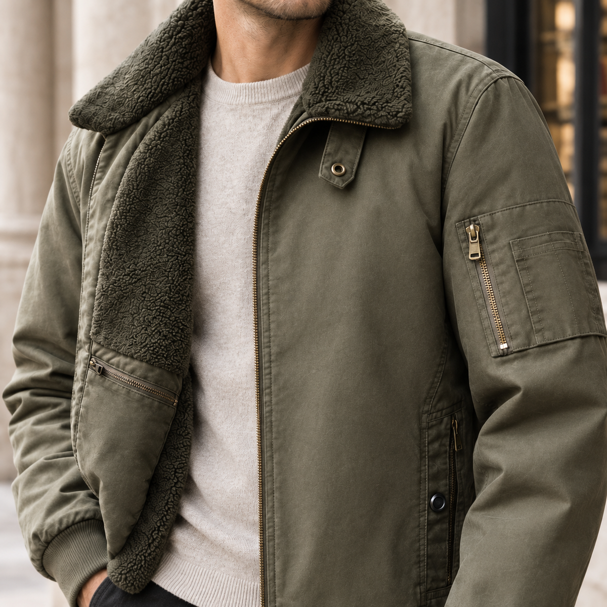 Philemon Pilot Jacket - Lead Product Detail