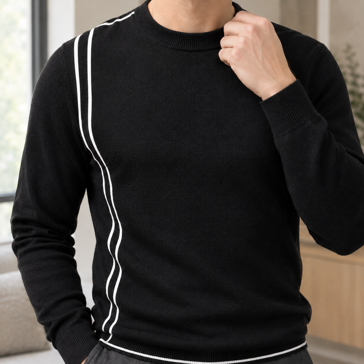 Logan Contrast Stripe Sweater - Lead Product Detail