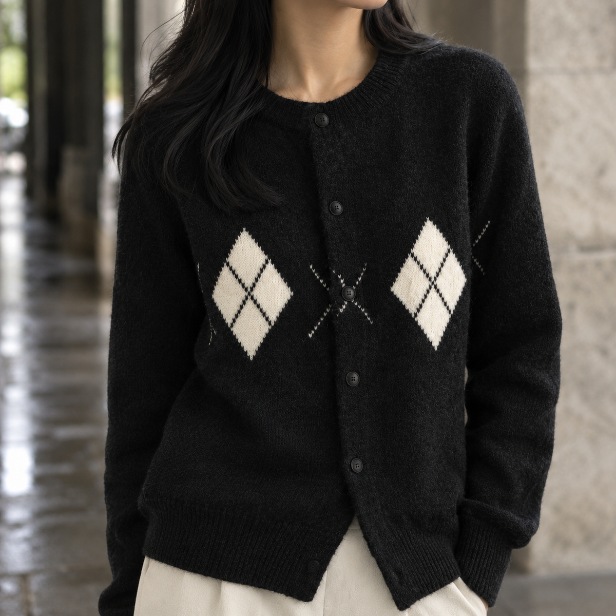 Pascaline-Rae Argyle Cardigan - Lead Product Detail