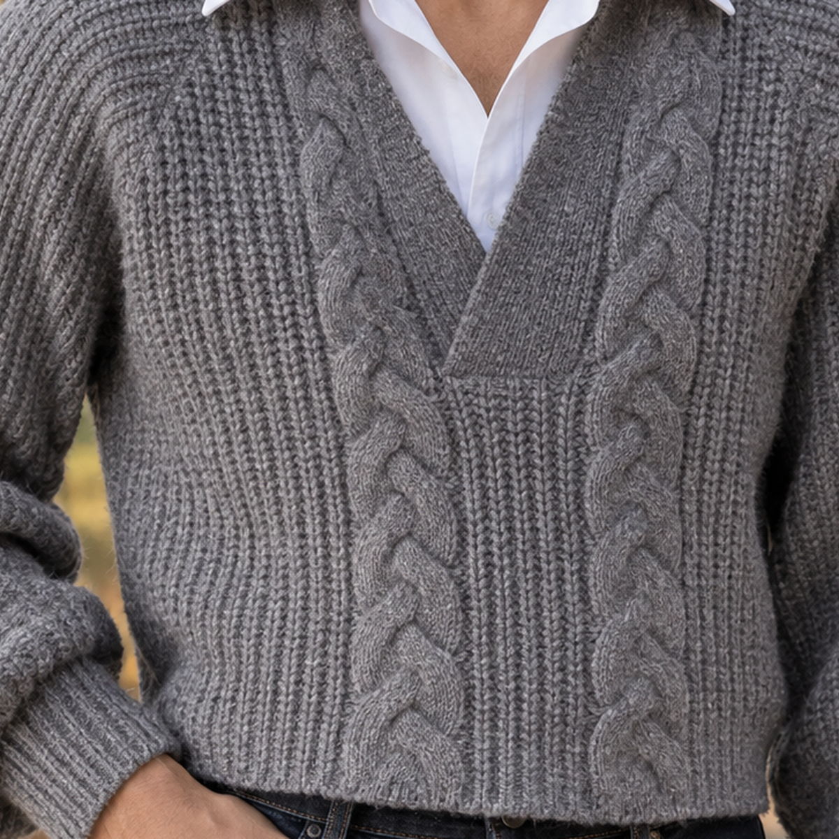 Byron Cable Knit Sweater - Lead Product Detail