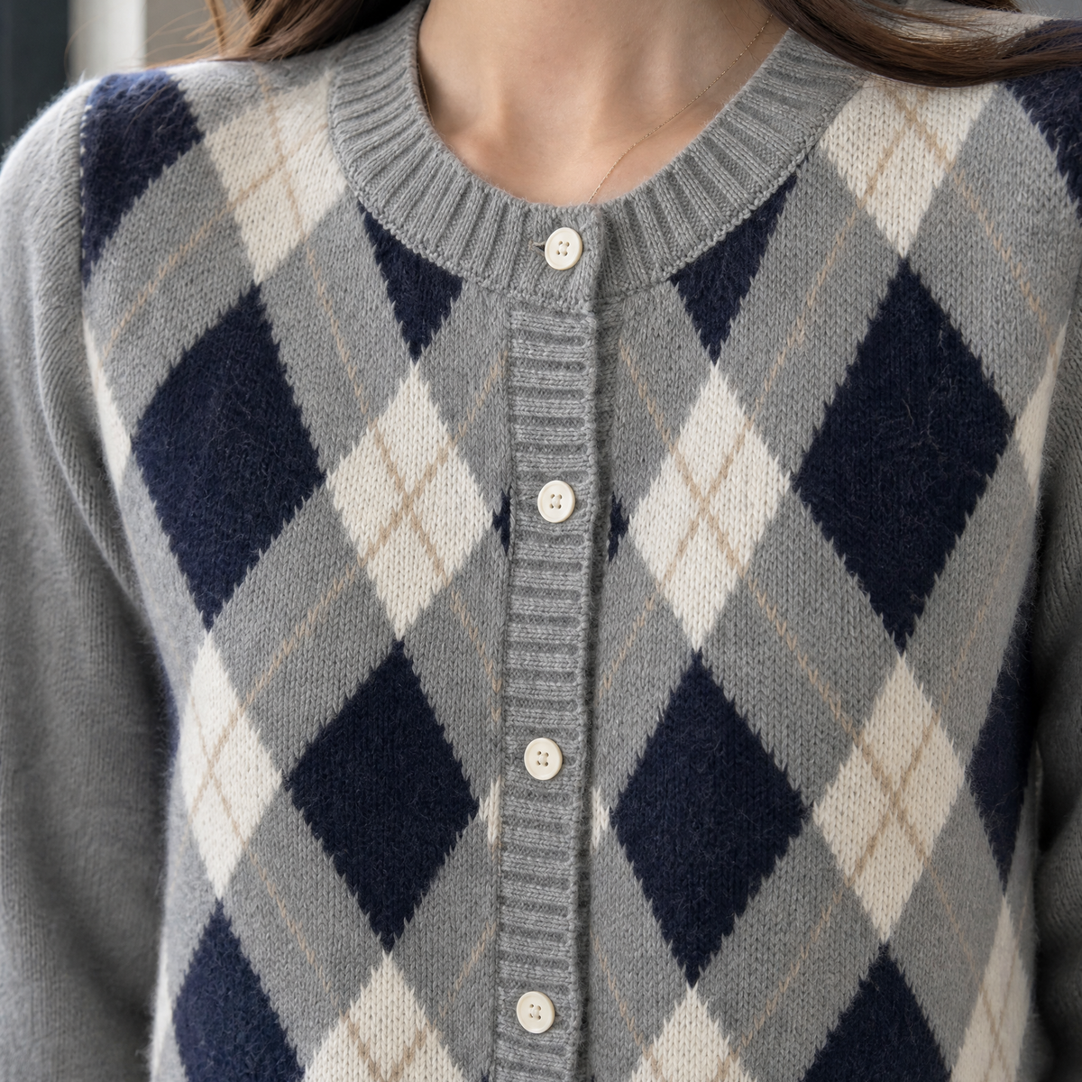 Noemie Argyle Cardigan - Lead Product Detail