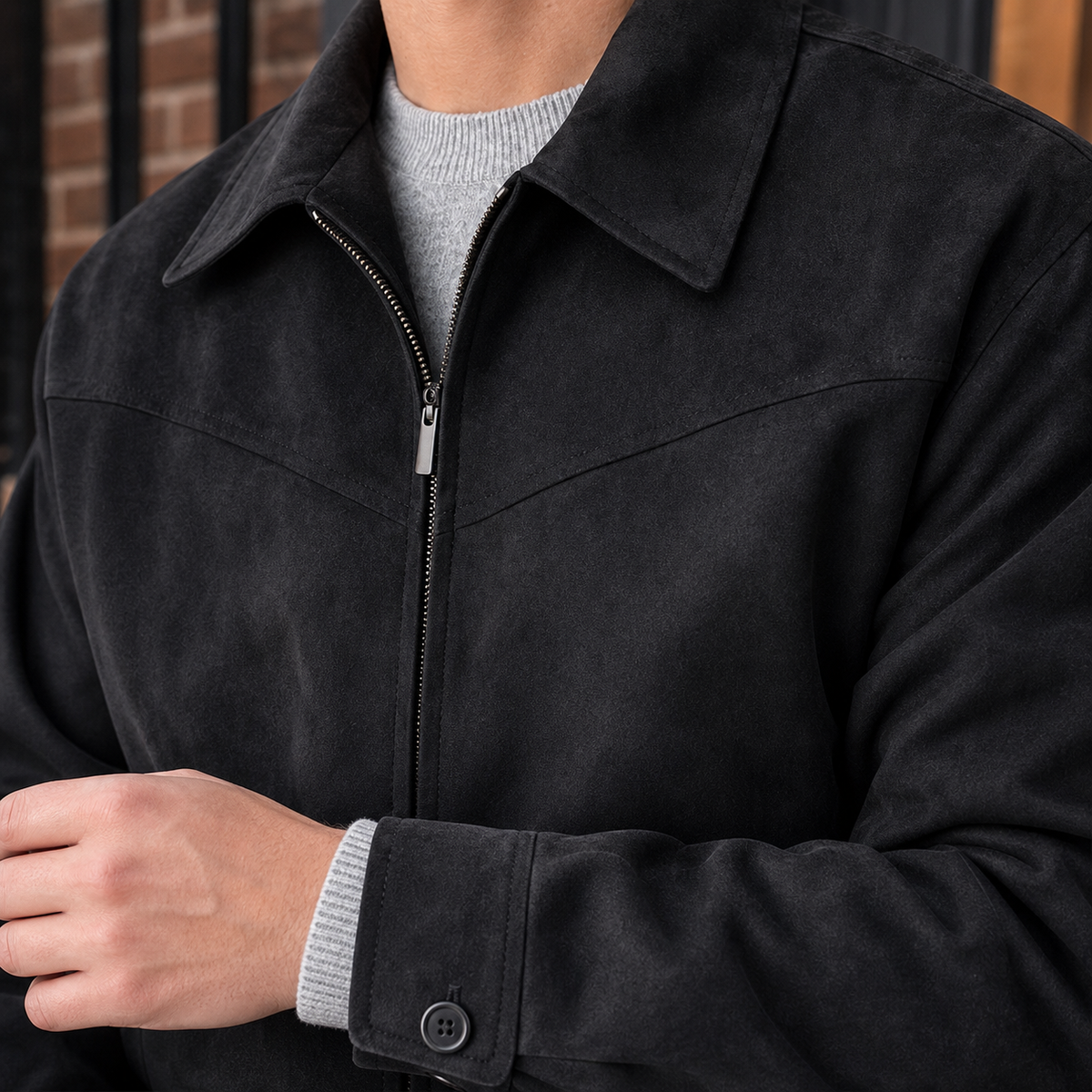 Augustus Suede Jacket - Lead Product Detail