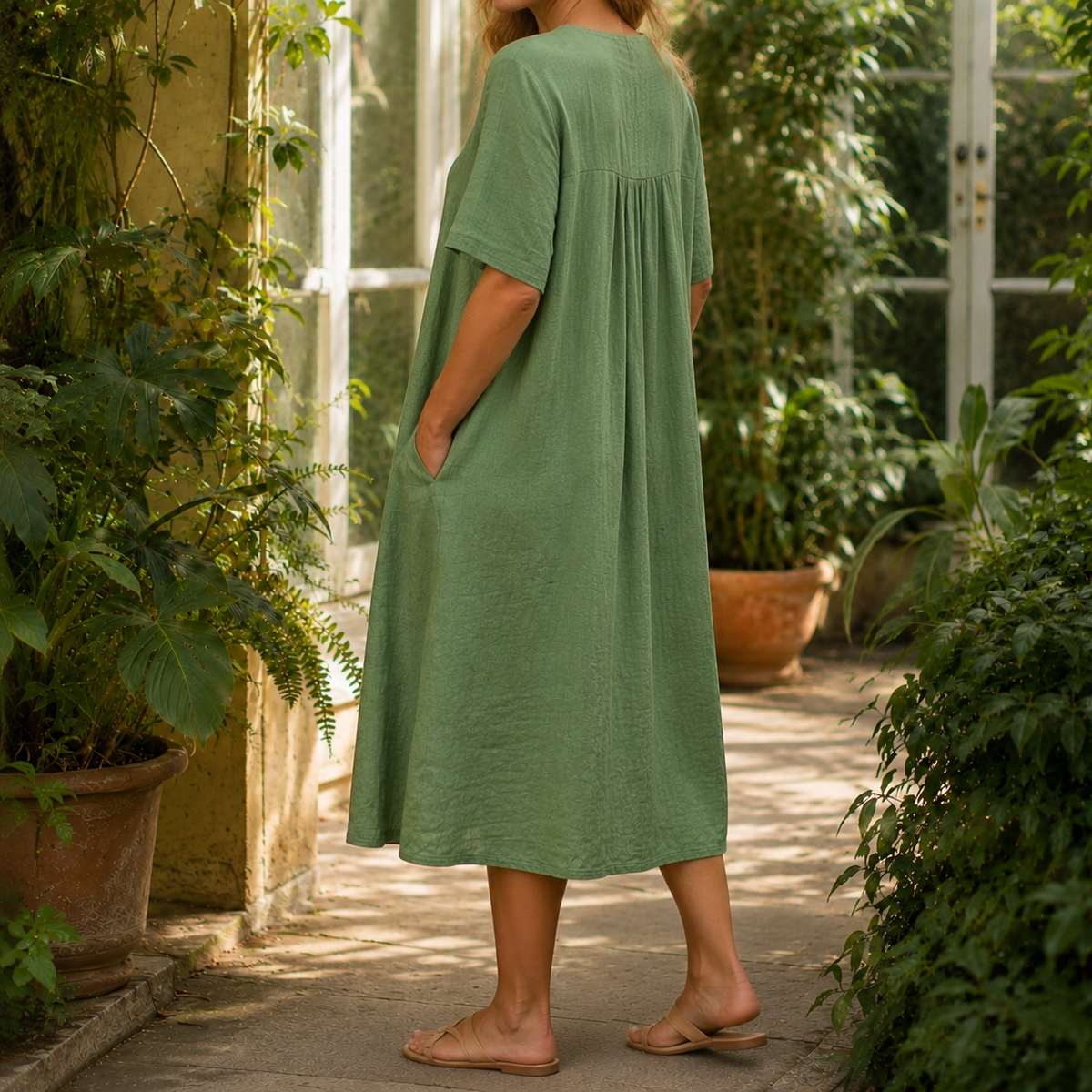 Nerissa Crinkle Midi Dress - Lead Alternate View