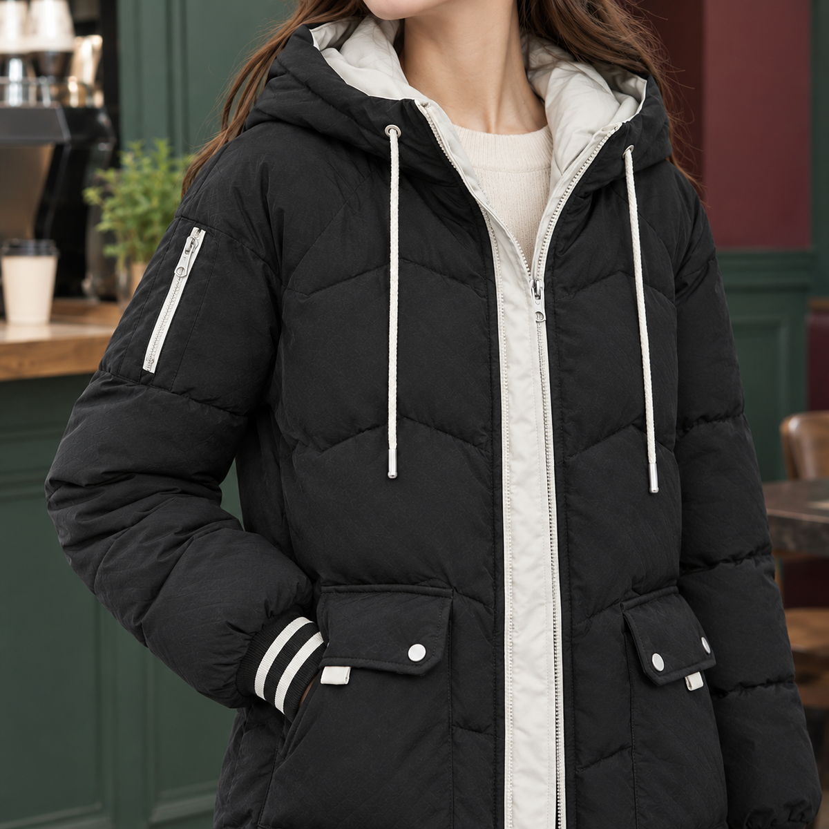Armelle Hooded Puffer Coat - Lead Product Detail