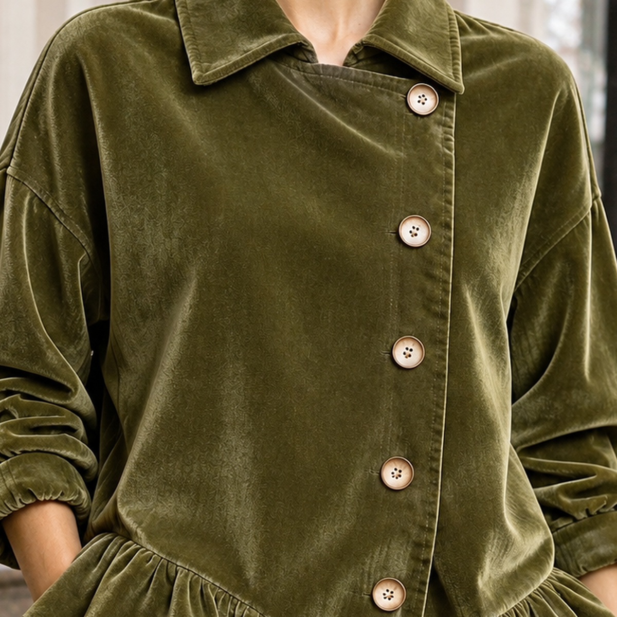 Lily-Kate Velvet Peplum Jacket - Lead Product Detail