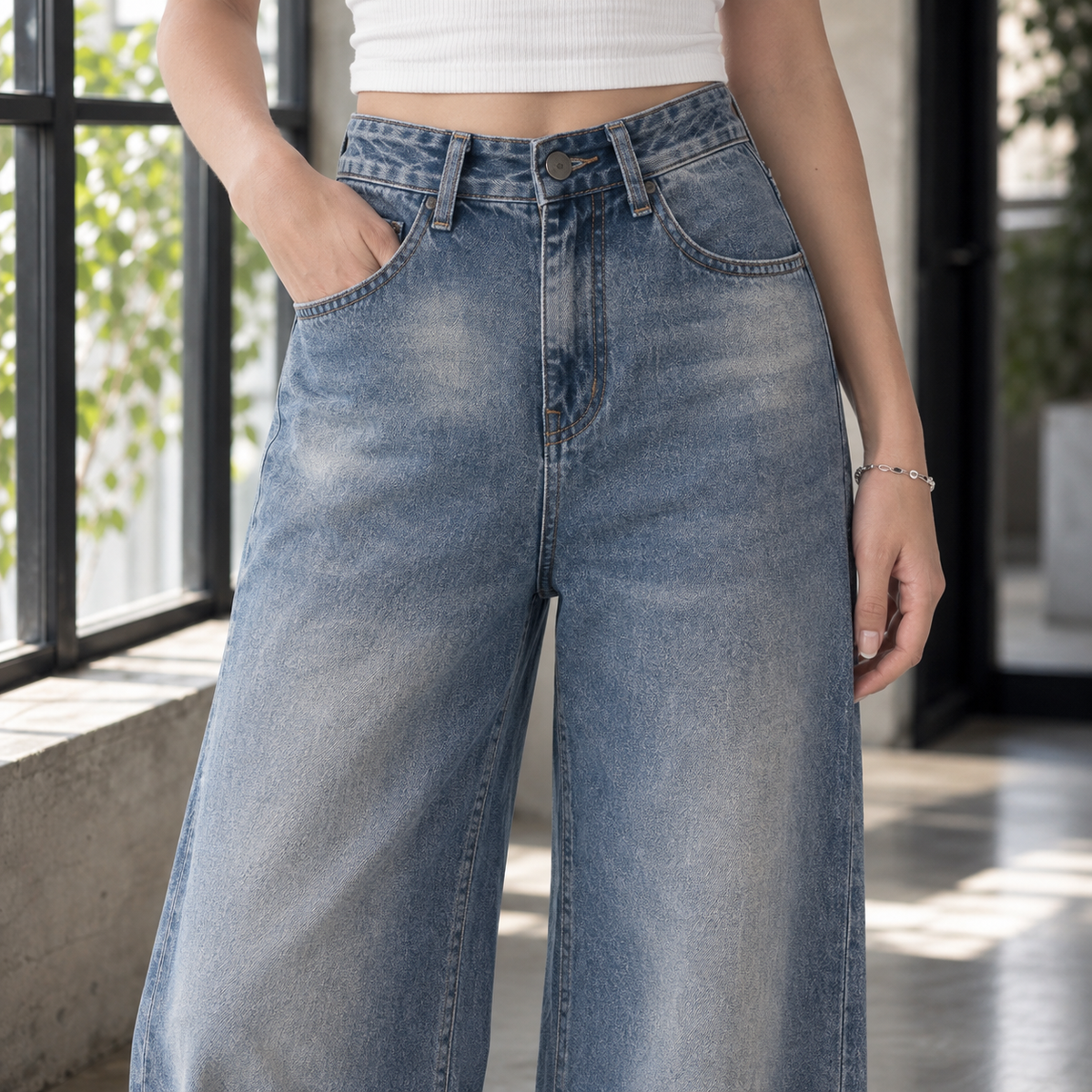 Crystal Wide-Leg Jeans - Lead Product Detail