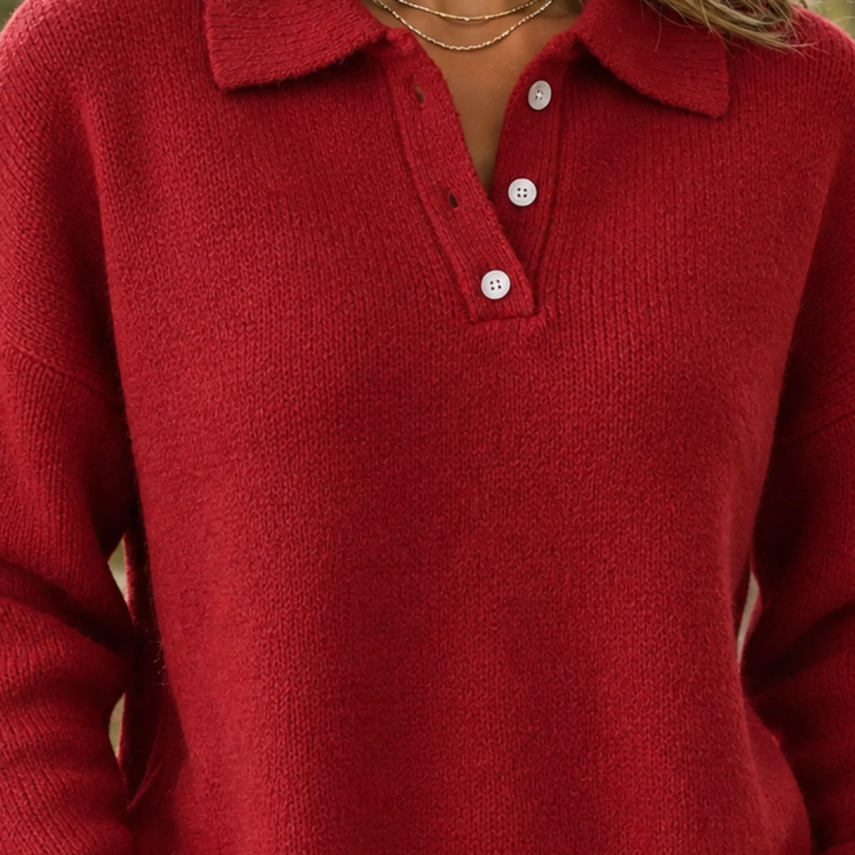 Blair-Mae Relaxed Polo Sweater - Lead Product Detail