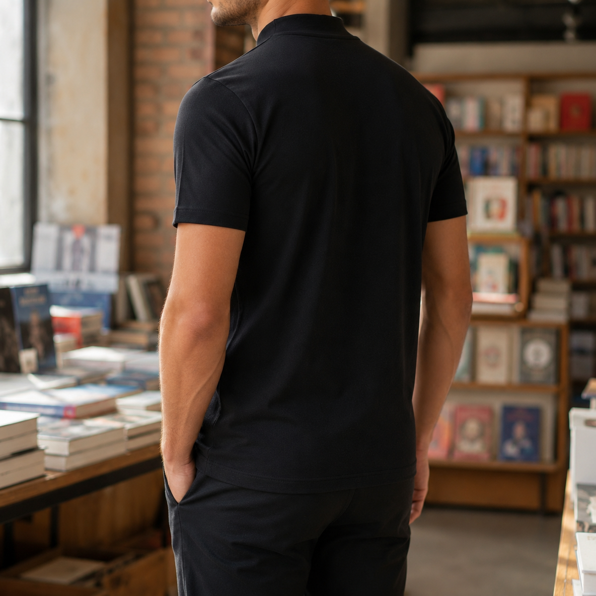 Florian Mock Neck T-Shirt - Lead Alternate View