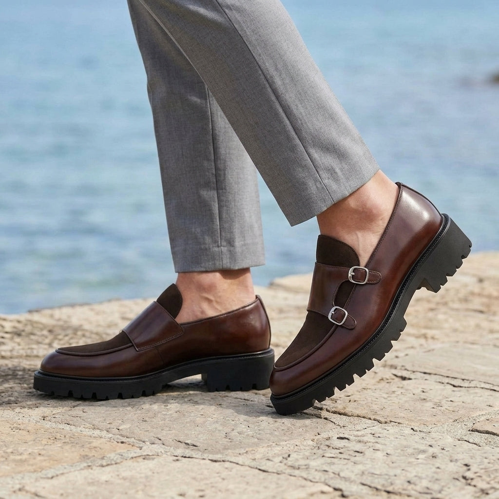 Valente Double Monk Shoes - Lead Alternate View