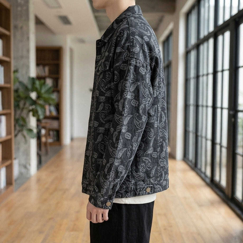 Harlan Paisley Denim Jacket - Lead Alternate View