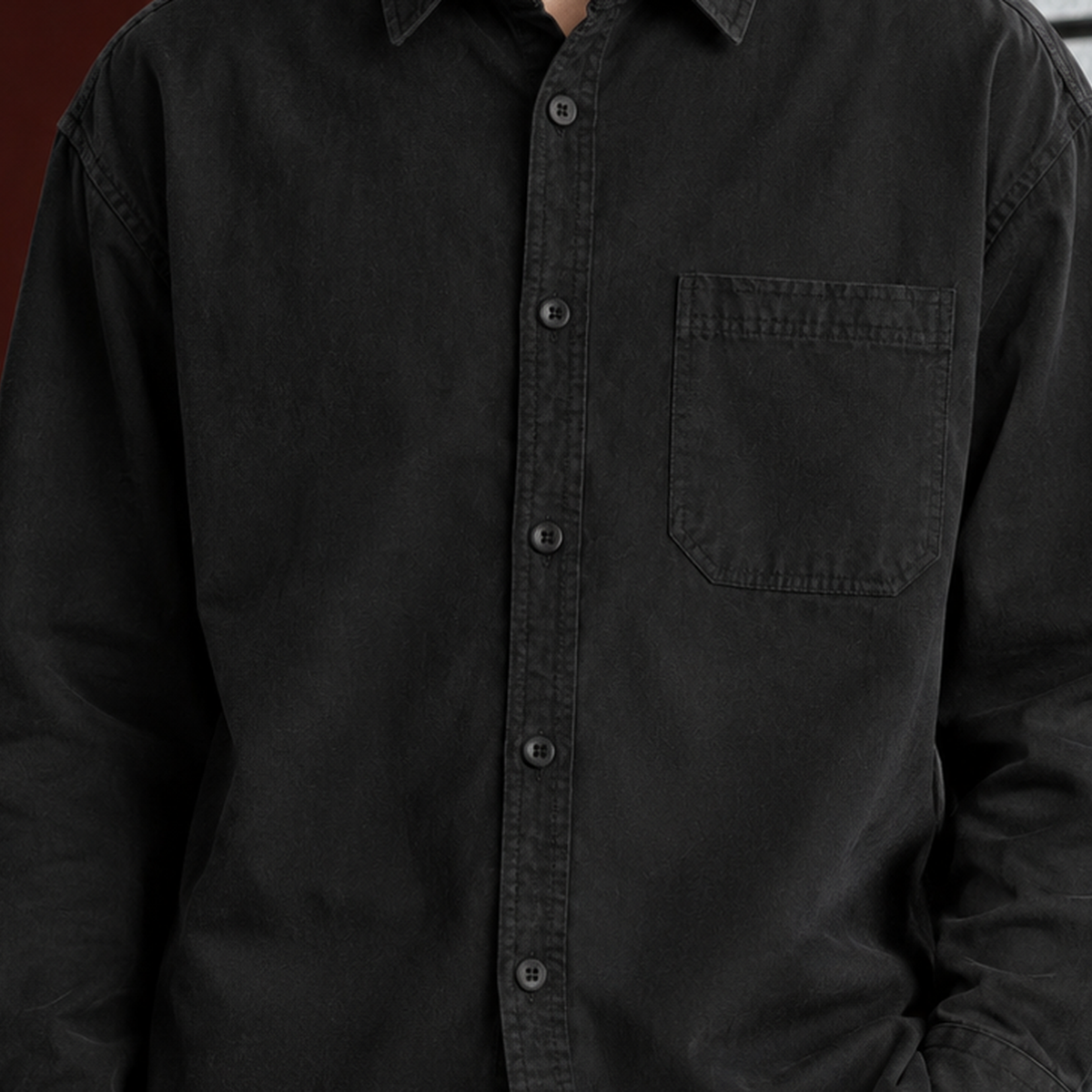 Damien Relaxed Cotton Shirt - Lead Product Detail