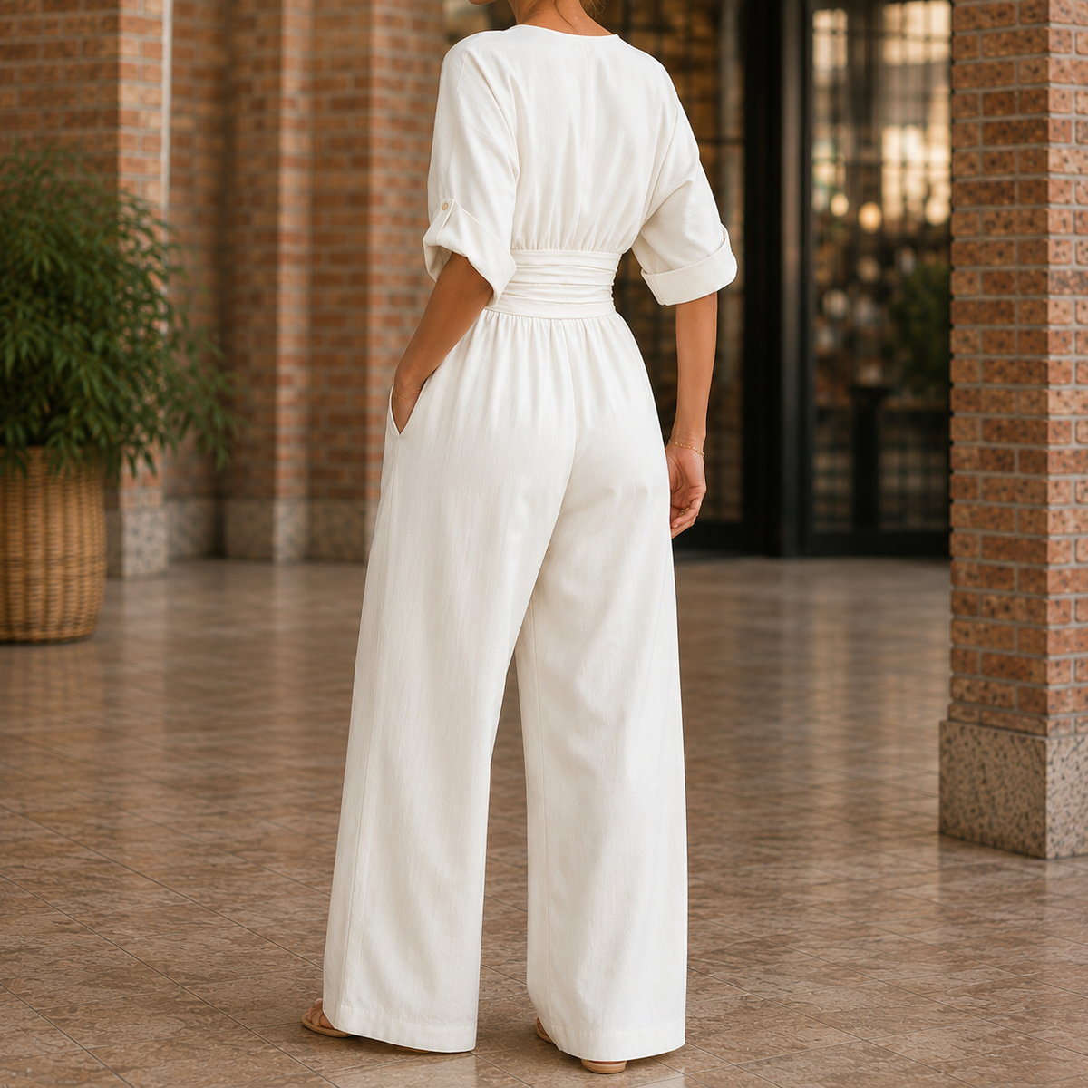Maia Wide Leg Jumpsuit - Lead Alternate View