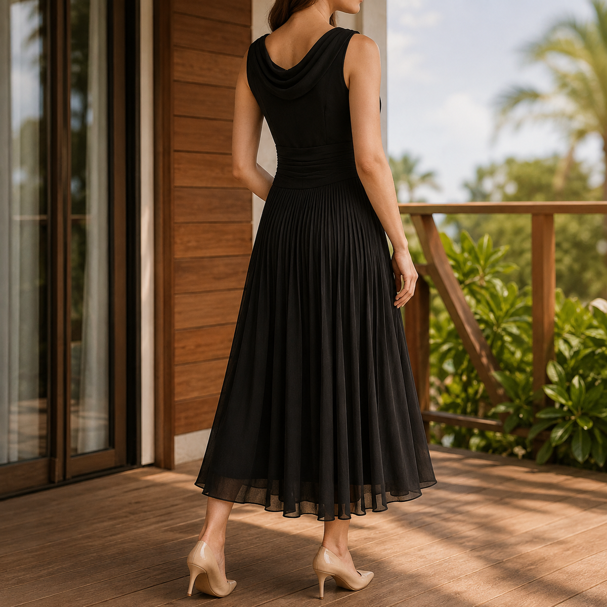 Sabina Cowl Neck Dress - Lead Alternate View