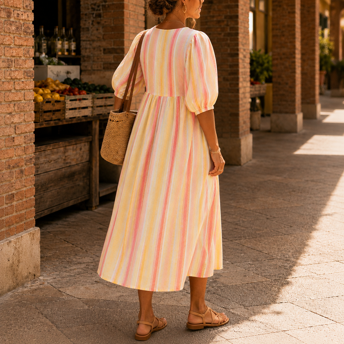 Mabel Striped Midi Dress - Lead Alternate View