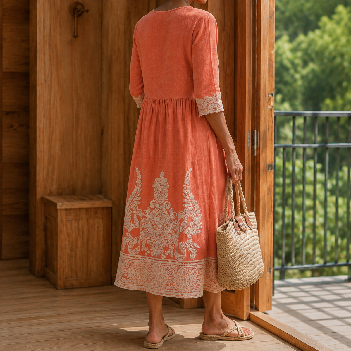 Fleur Embroidered Midi Dress - Lead Alternate View