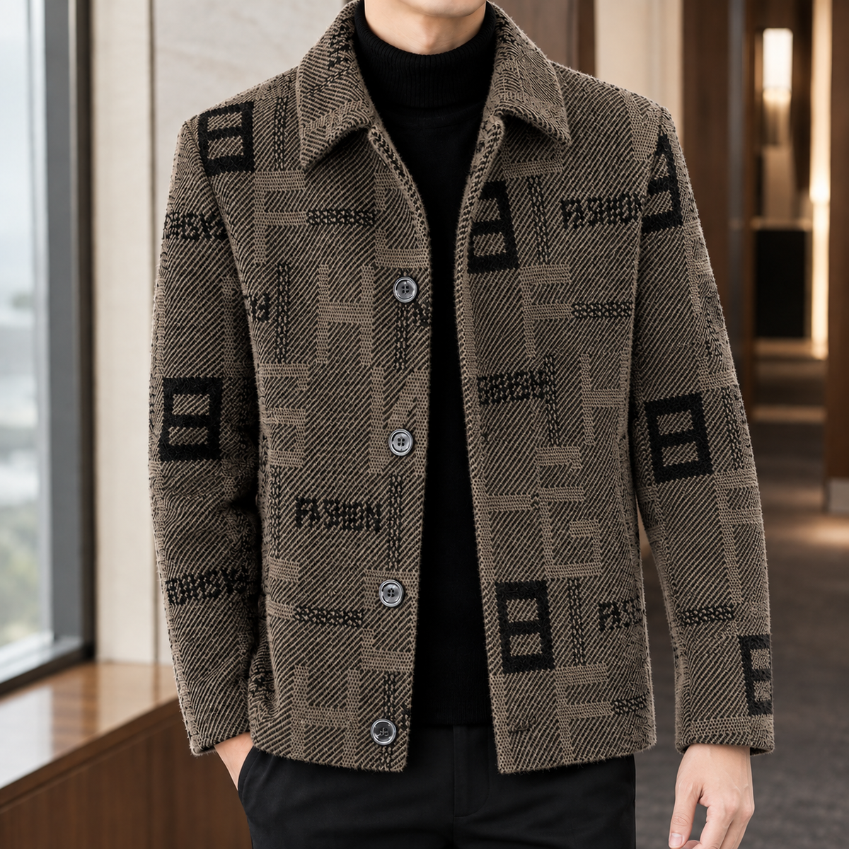 Reinhold Patterned Jacket - Khaki