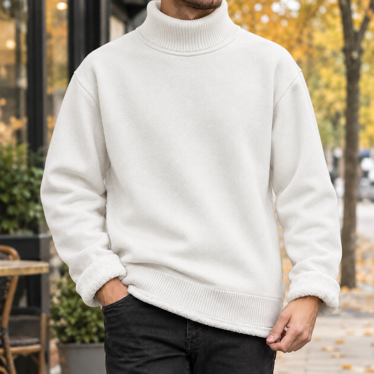 Andrew High Neck Sweater - White