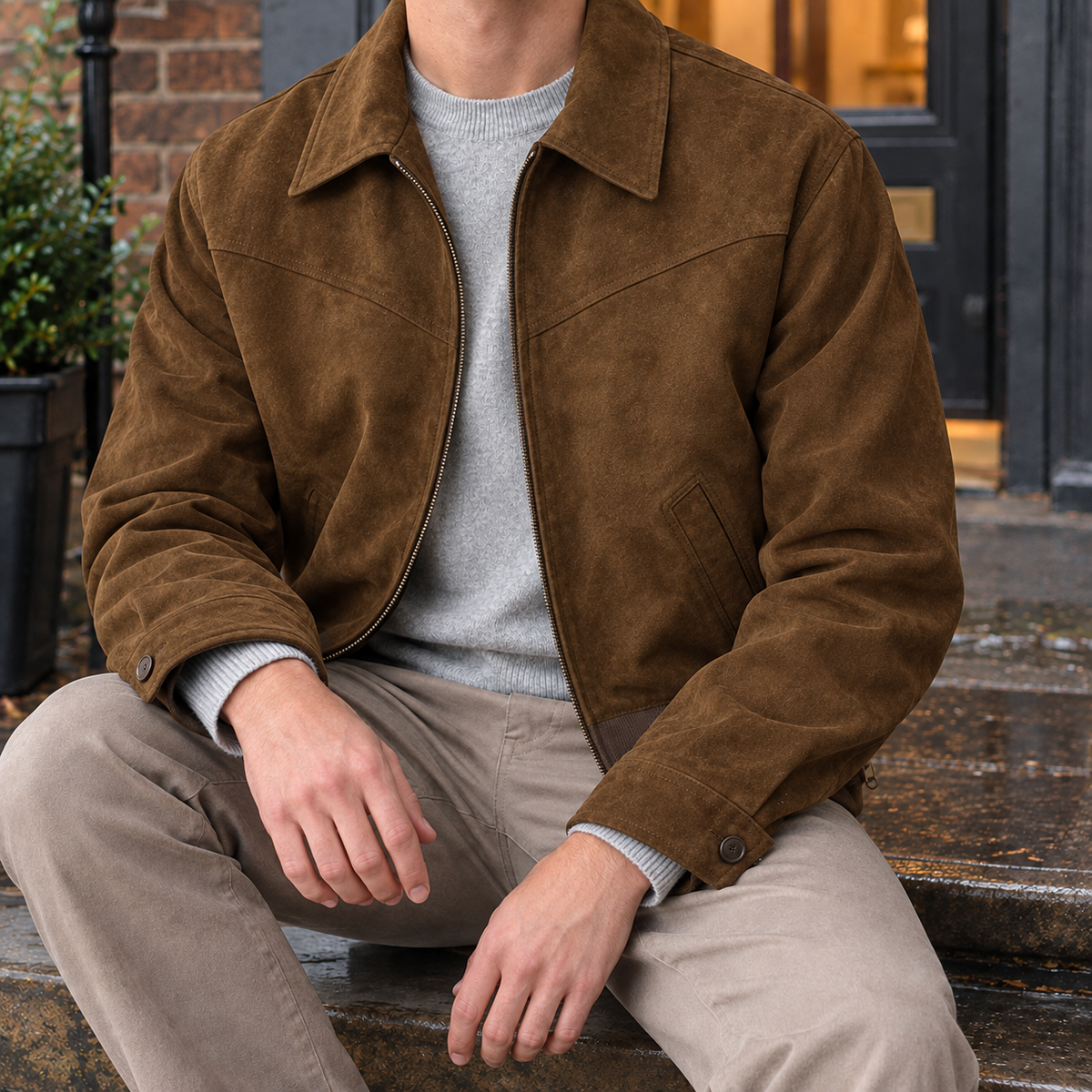 Augustus Suede Jacket - Brown