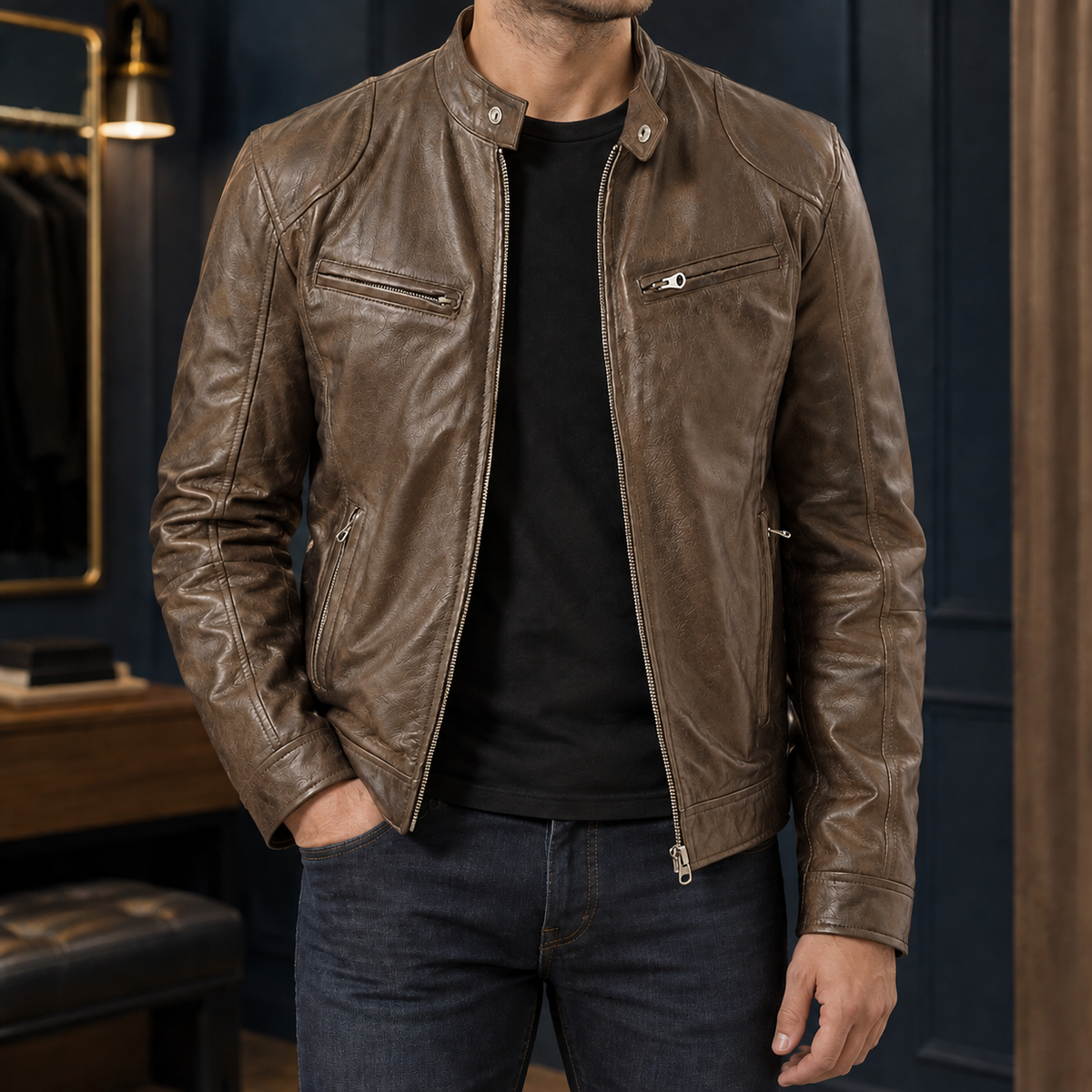 Ulric Moto Jacket - Brown