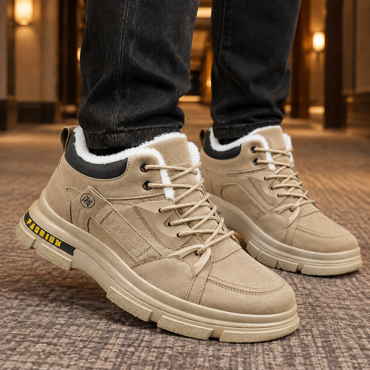 Marchetti Fleece Sneakers - Khaki