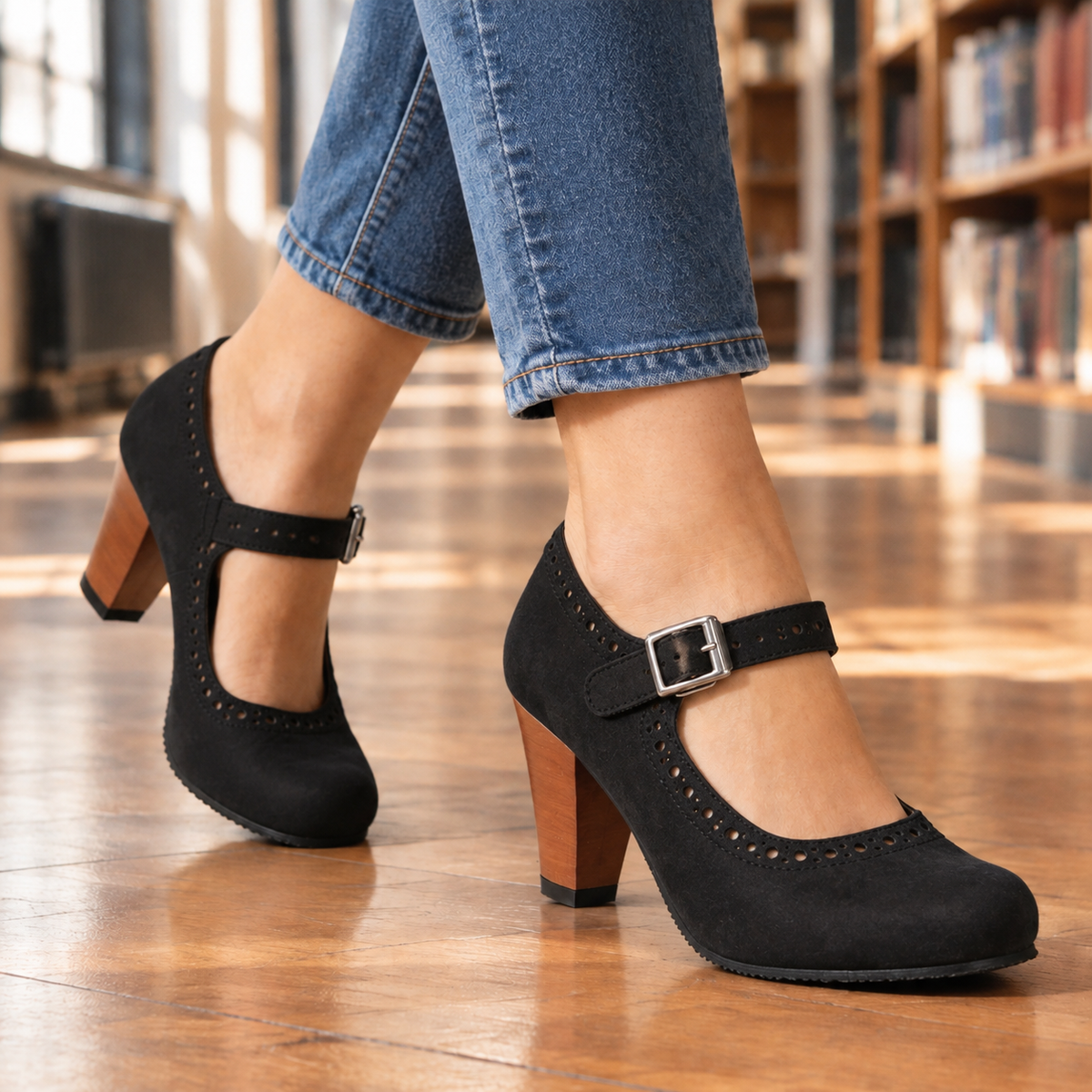 Maranello Brogue Mary Janes - Black