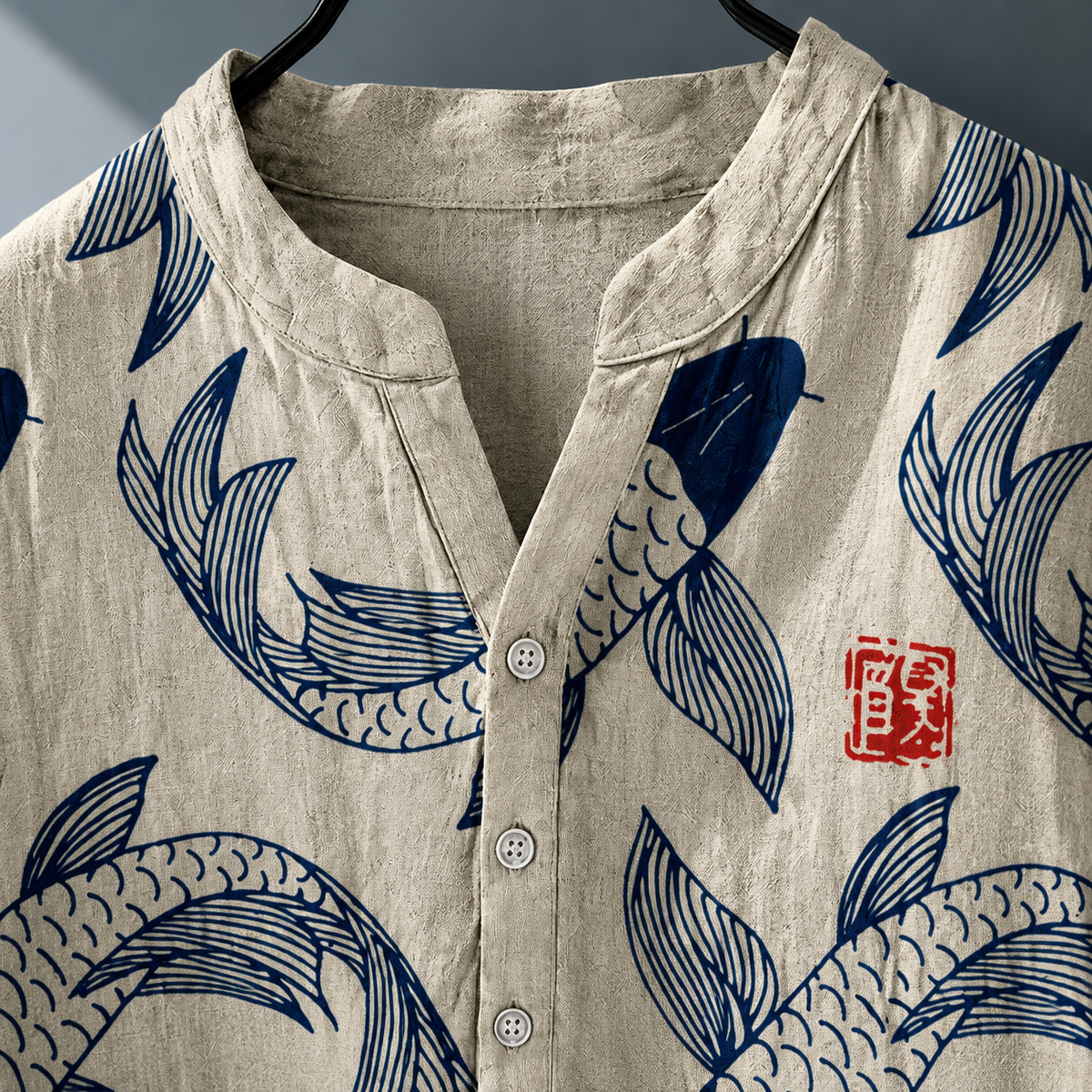 Wyatt Fish Print Shirt - Lead Product Detail