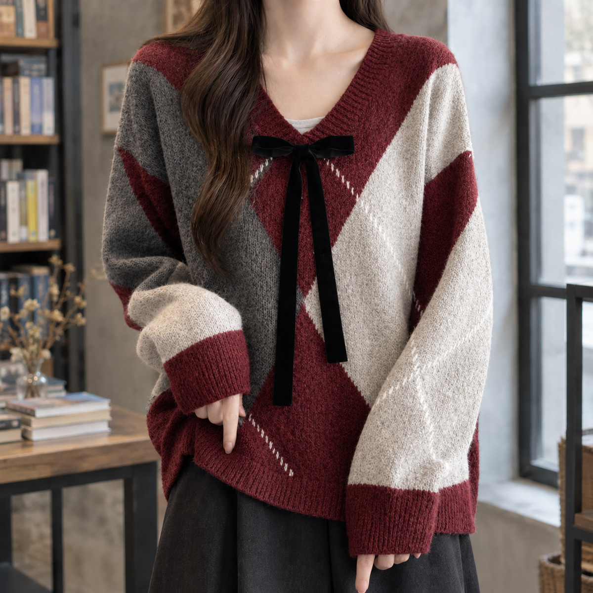 Anouk-June Bow Sweater - Red