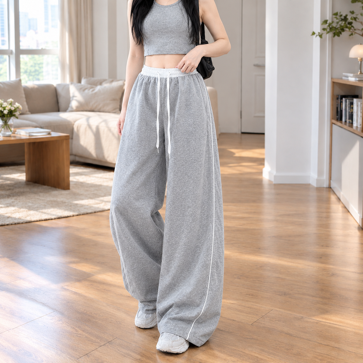 Liliane-Skye Wide Leg Pants - Light Gray