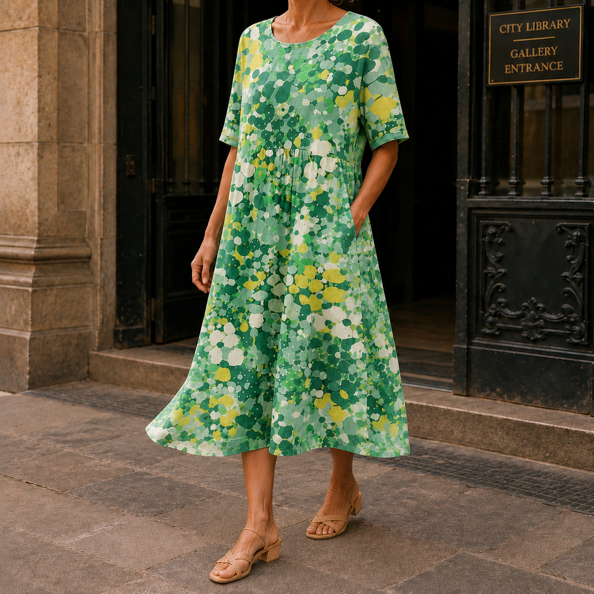 Eloise A-Line Dress - Sage Green