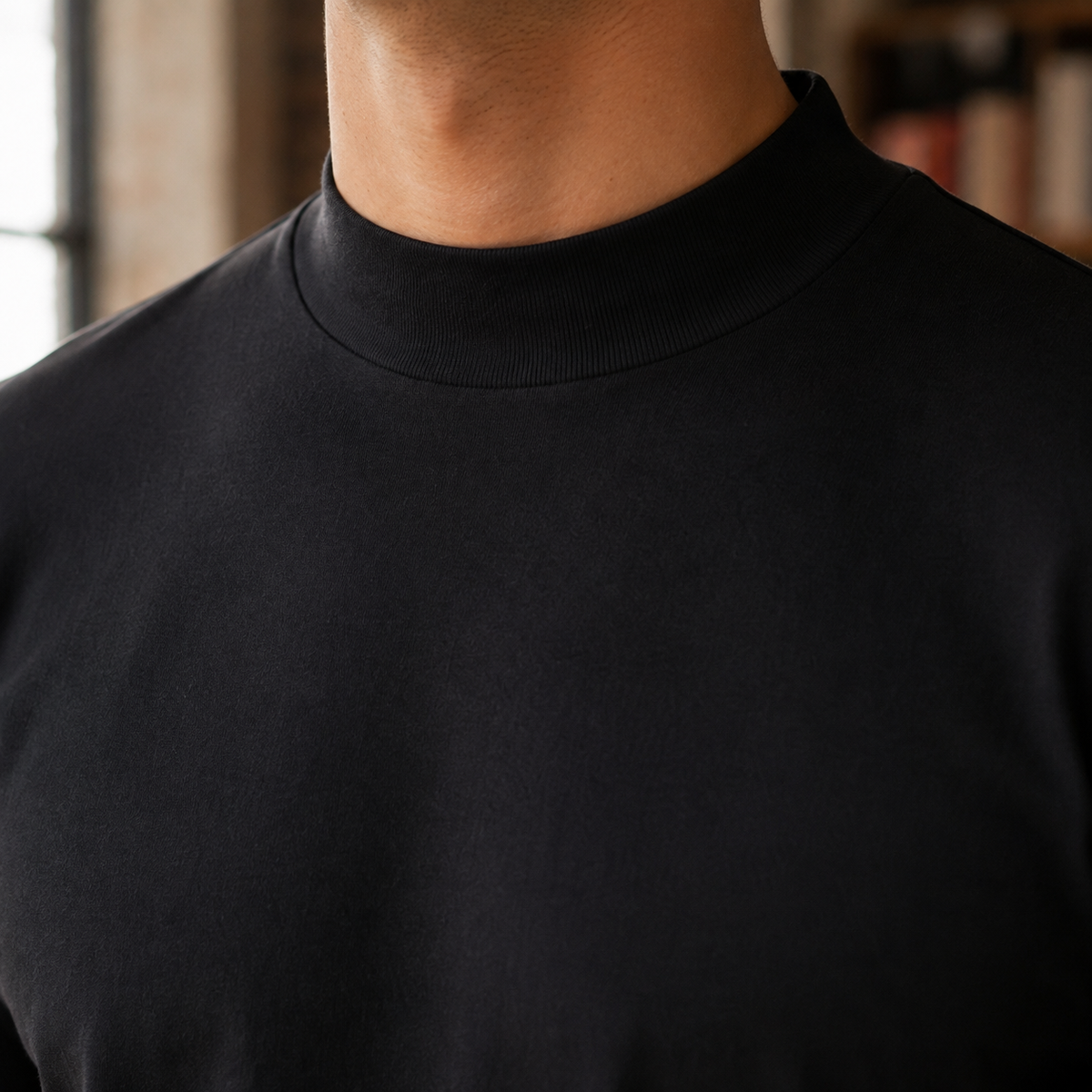 Florian Mock Neck T-Shirt - Lead Product Detail