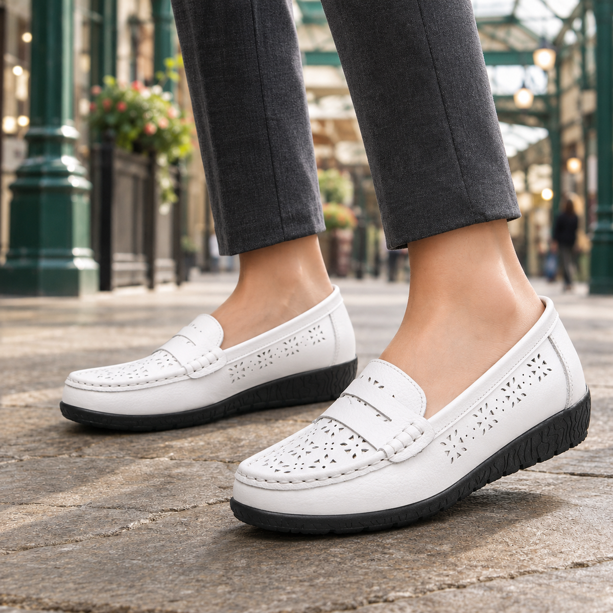 Balestri Perforated Loafers - White